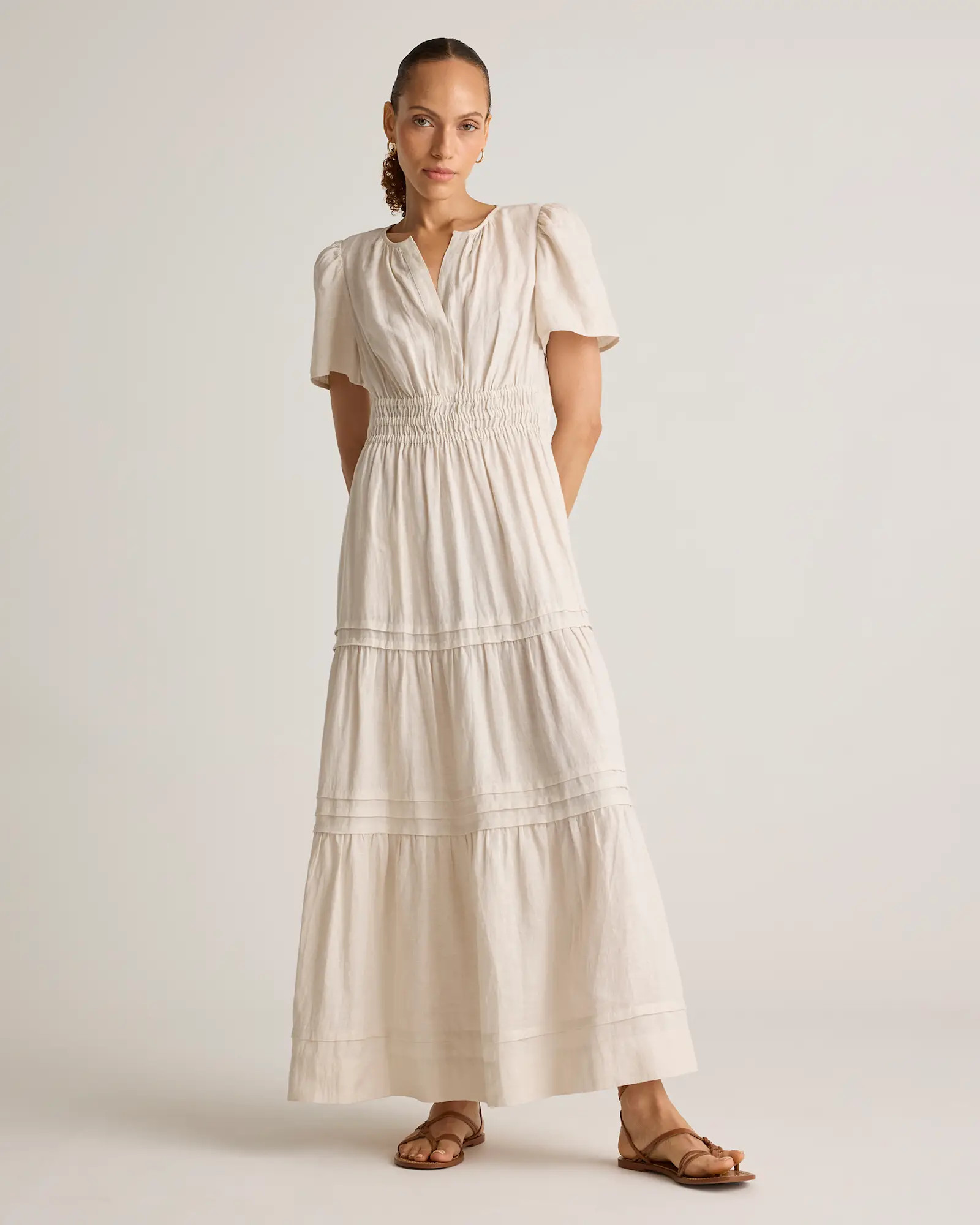 100% European Linen Tiered Maxi Dress | Quince