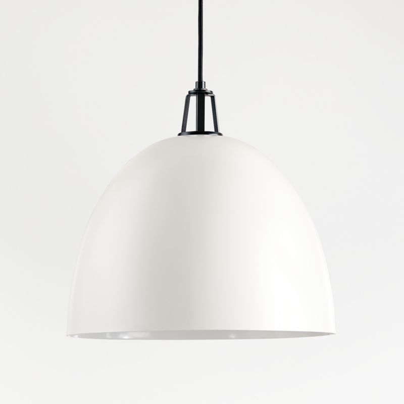 Maddox White Dome Large Pendant Light with Black Socket + Reviews | Crate & Barrel | Crate & Barrel