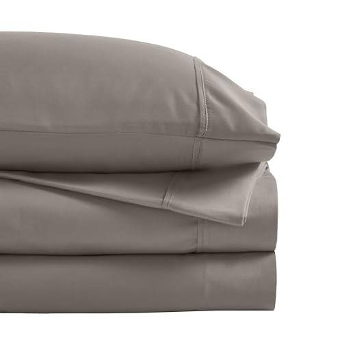 SUPERIOR Cotton Blend 1200 Thread Count Bed Sheet Set, Daily Use Bedding, Includes 1 Elastic Deep Pocket Fitted Bedsheet, 1 Flat Sheet, 2 Pillowcases, Bedroom Modern Décor- Full, Grey | Amazon (US)