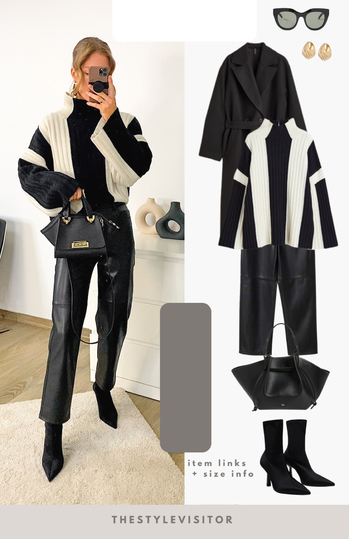 One of my most popular outfits from last week with this b&w striped sweater and faux leather trousers. I sized down to xs for the sweater and trousers are tts. Read the size guide/size reviews to pick the right size.

Leave a 🖤 if you want to see more casual chic outfits like this

#stripedsweater #fauxleatherpants #neutral outfit #casual outfit #sock boots 

#LTKeurope #LTKstyletip #LTKSeasonal