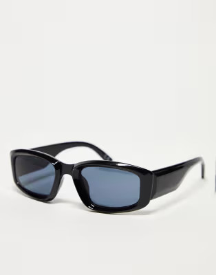 ASOS DESIGN mid square visor sunglasses with deep bevel in black | ASOS (Global)