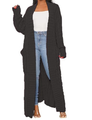 LIVECLOTH Women's Duster Cardigan - Dark Gray, Long Sleeve | Amazon (US)