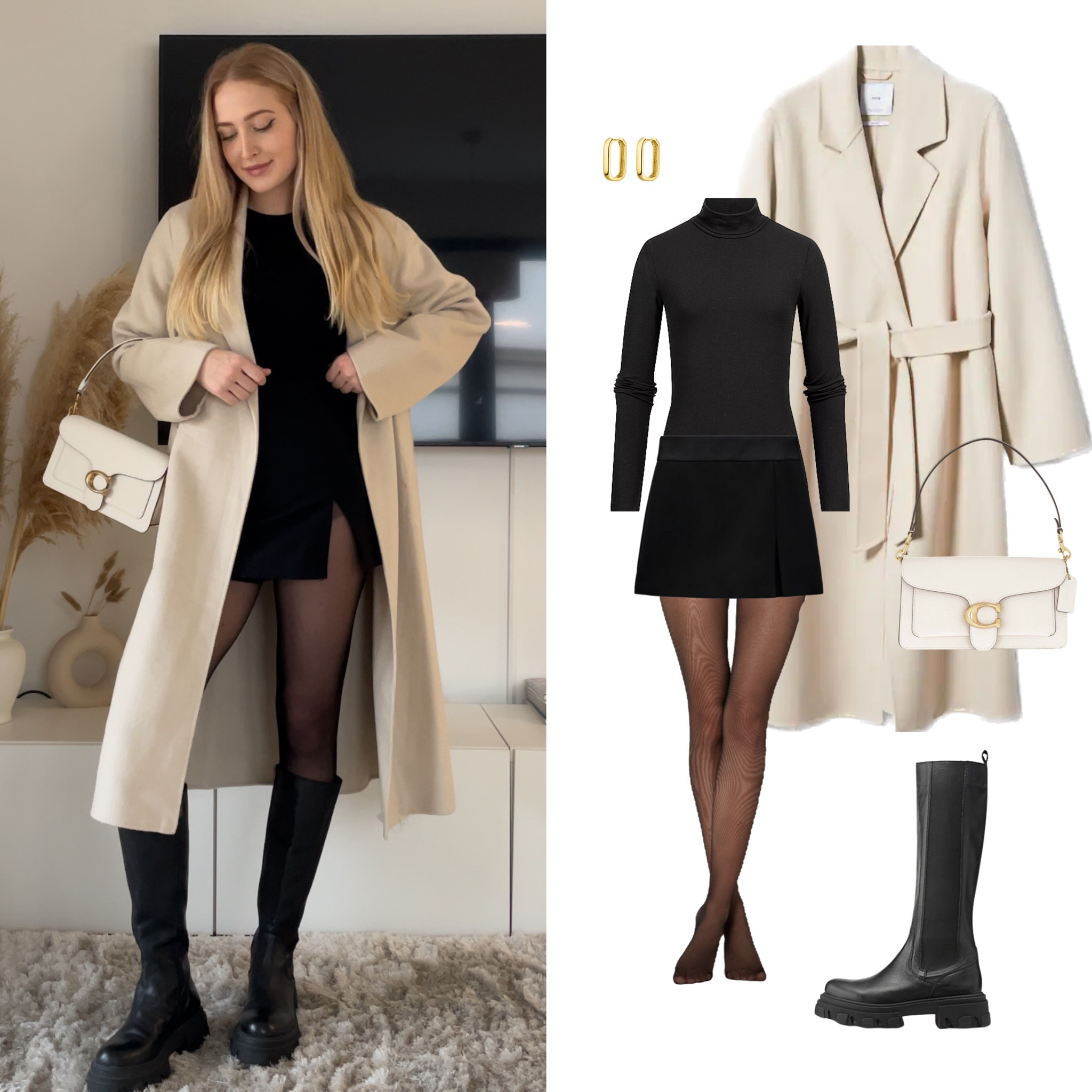 Make a statement with a touch of beige. Elevate your all-black outfit with a sophisticated beige coat and matching handbag. This versatile look is perfect for any occasion - from formal events to business meetings to evening occasions 🤍

#springlook #springoutfits #outfitinspiration #blackskirt

#LTKeurope #LTKsalealert #LTKSeasonal
