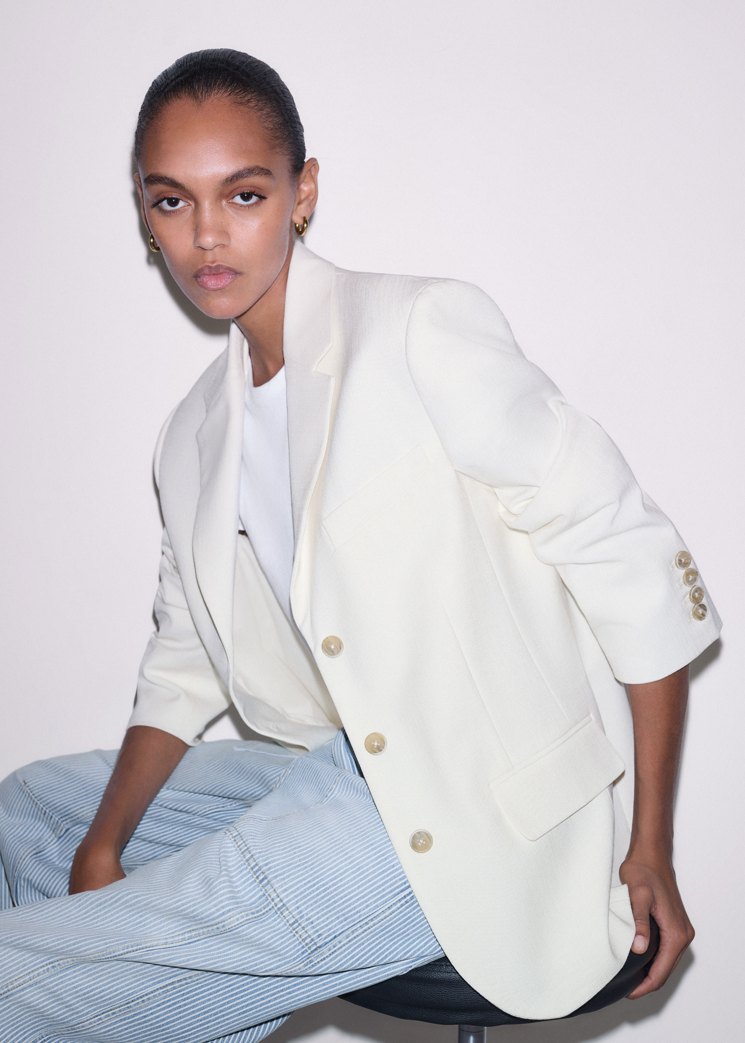 Women's Ivory Icon Intelligently Oversized Blazer | ME+EM | ME+EM Global (Excluding US)