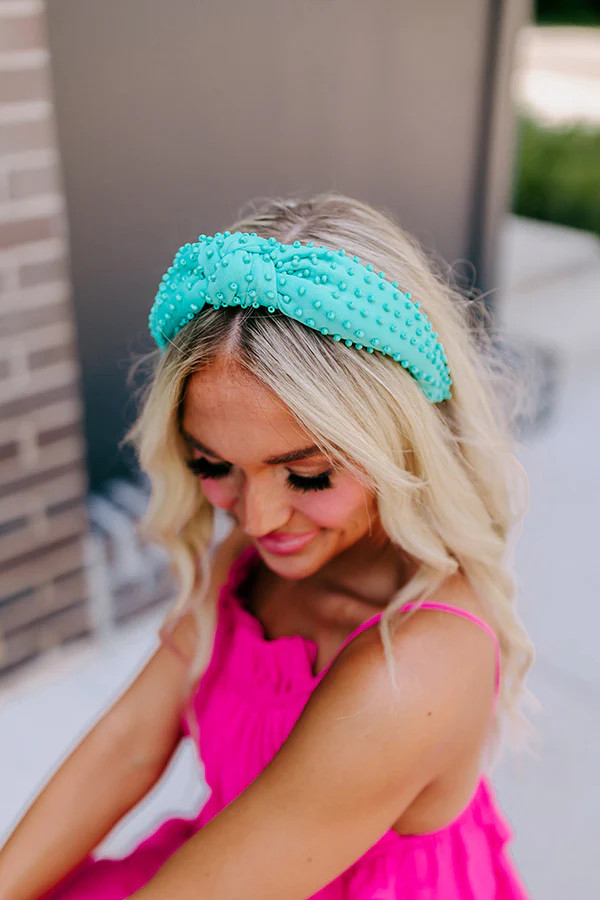 Humming Sweetly Embellished Headband In Turquoise | Impressions Online Boutique