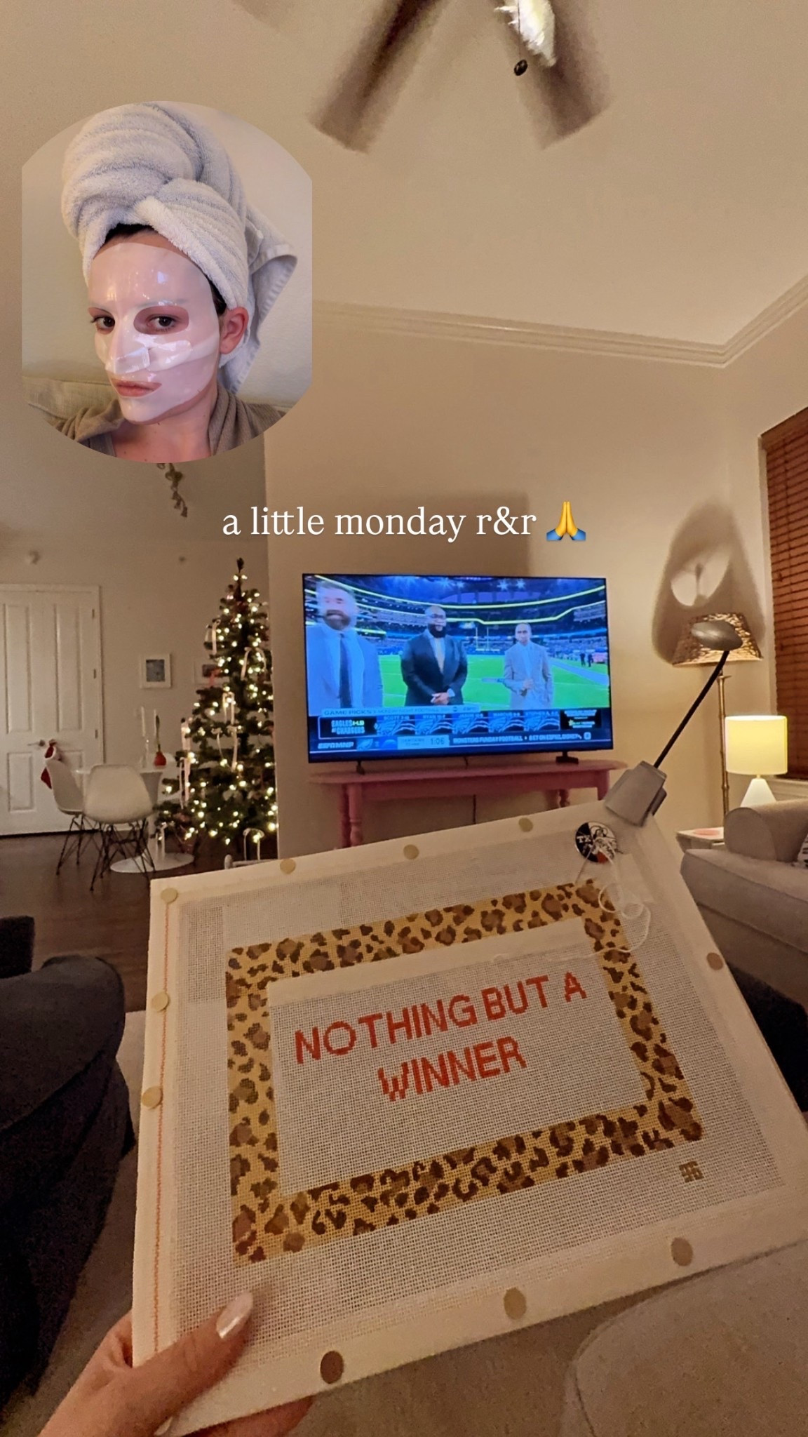 needlepoint night necessities 

#LTKdayinmylife #LTKselfcare #LTKgrwm