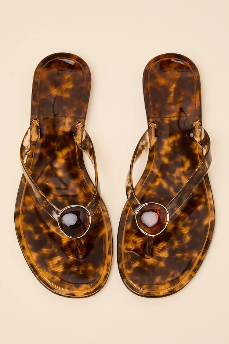 Daxley Tortoise Jelly Stone Flip Flops | Lulus