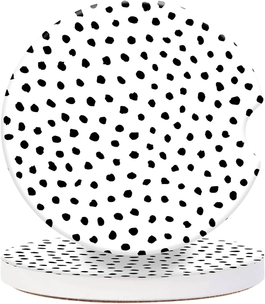 CLEVI 2 Pack Universal Ceramic Car White Polka Dot,Black White Ceramic Stone with A Finger Notch ... | Amazon (US)