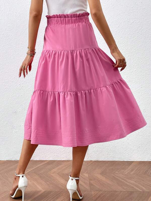 SHEIN Essnce Paperbag Waist Ruffle Hem Skirt | SHEIN