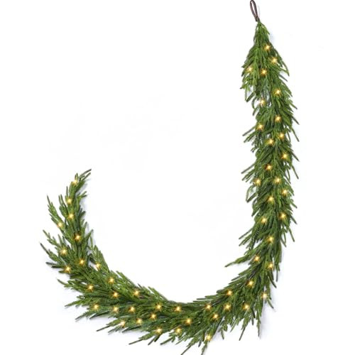 Prelit Real Touch Norfolk Pine Garland Christmas Garlands with 50LED Artificial Faux Greenery Gar... | Amazon (US)