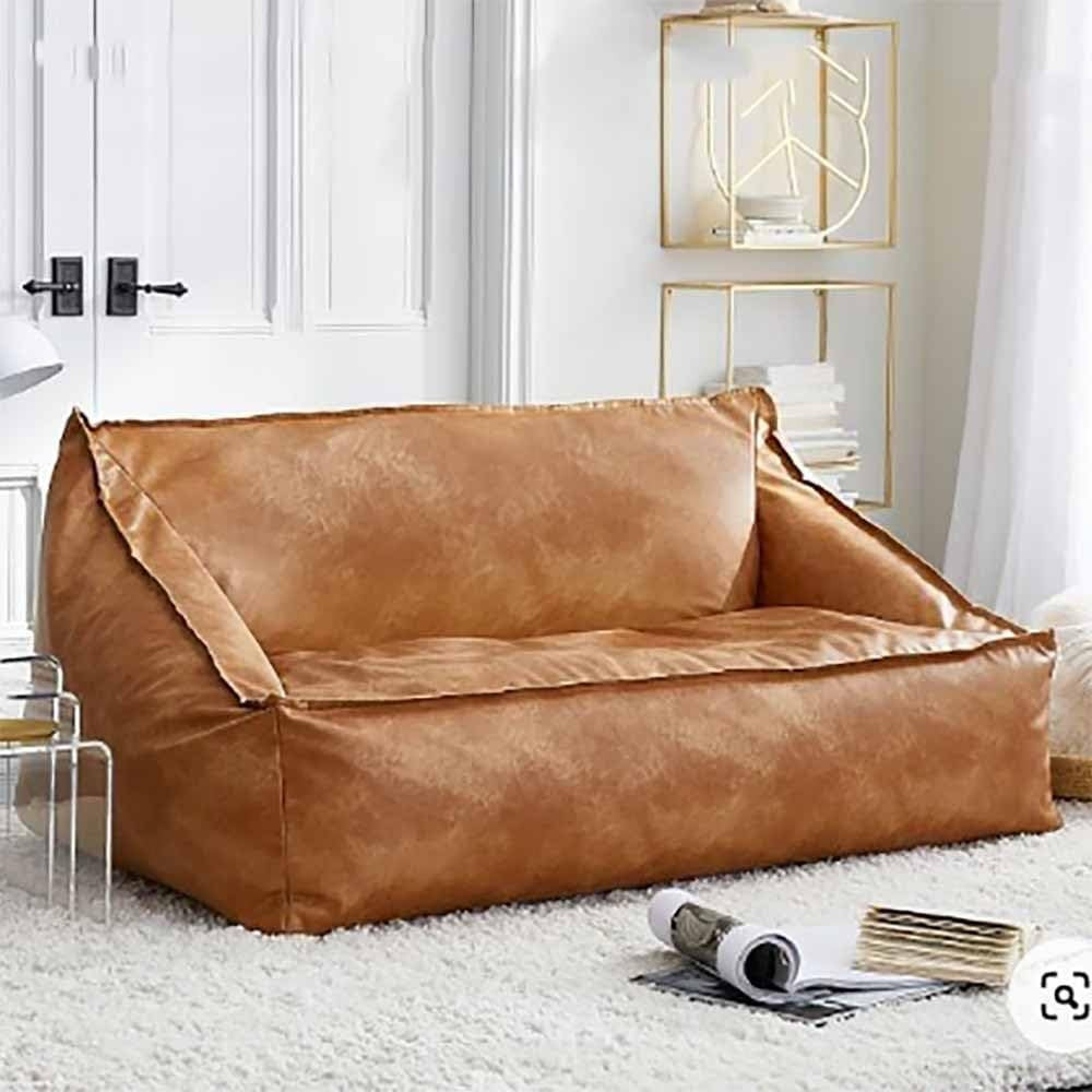 Bean Bag Chair Bean Bag Sofa Cover (No Filler) 2-seat PU Leather Bean Bag Cover Without Filler Be... | Amazon (US)
