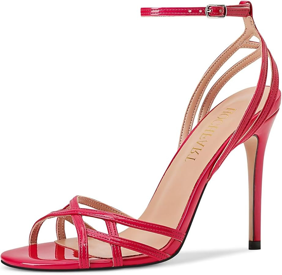 Womens Strappy Lace up Heels Sandals Sexy Stiletto High Heeled Open Square Toe Strap Summer Dress... | Amazon (US)