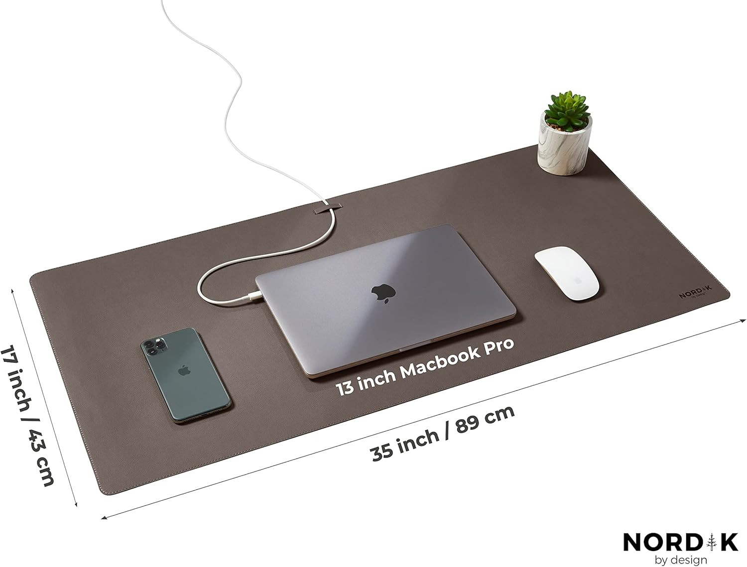 Nordik Cork Leather Desk Mat Cable Organizer - Gunmetal Grey 35 X 17 inch - Premium Extended Mous... | Amazon (US)
