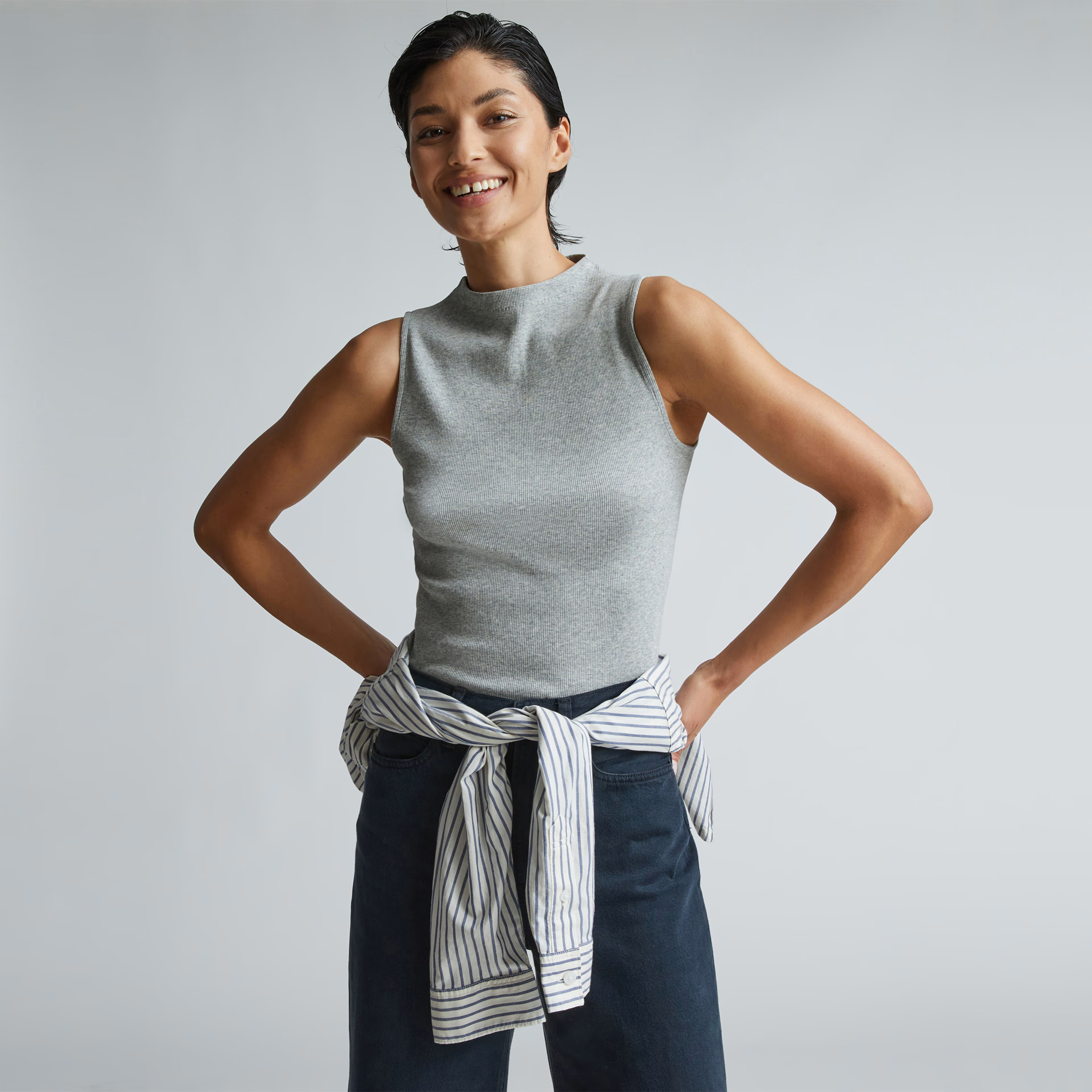 The Pima Micro-Rib Funnel-Neck Tank | Everlane