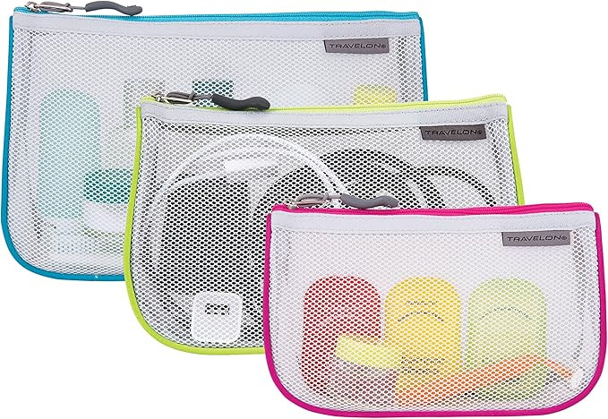 Travelon Set of 3 Assorted Piped Pouches, Brights, One Size | Amazon (US)
