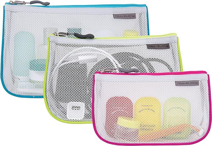 Travelon Set of 3 Assorted Piped Pouches, Brights, One Size | Amazon (US)