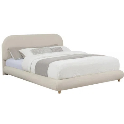 Cream Queen-size Contemporary Platform Bed With Soft Fleece Upholstery And Wood Frame, Comes Headboard , Ideal For Bedroom Low-profile In Cream, Uphol | Wayfair North America