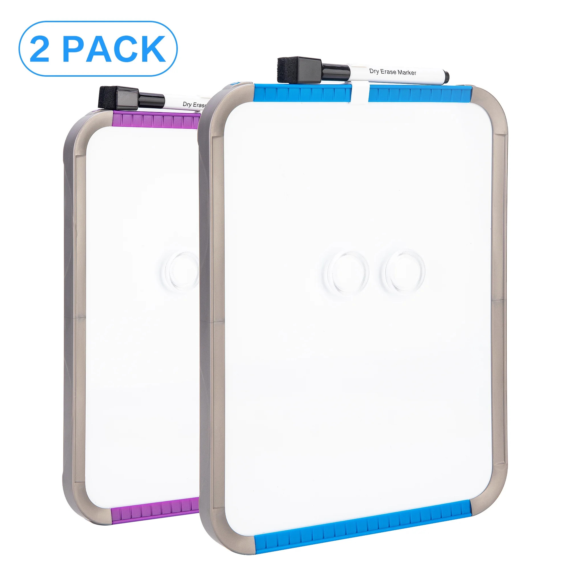 Deli Magnetic Dry Erase Whiteboard, 8 1/2" x 11", 2 Pack, Blue Frame & Purple Frame | Walmart (US)