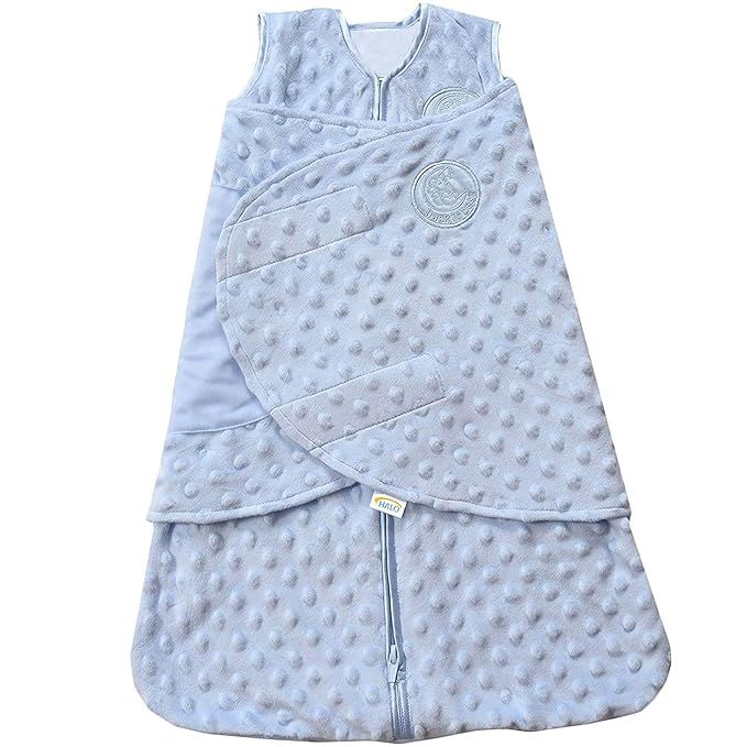 Halo Plush Dot Velboa Sleepsack Swaddle Wearable Blanket, Blue, Newborn | Amazon (US)