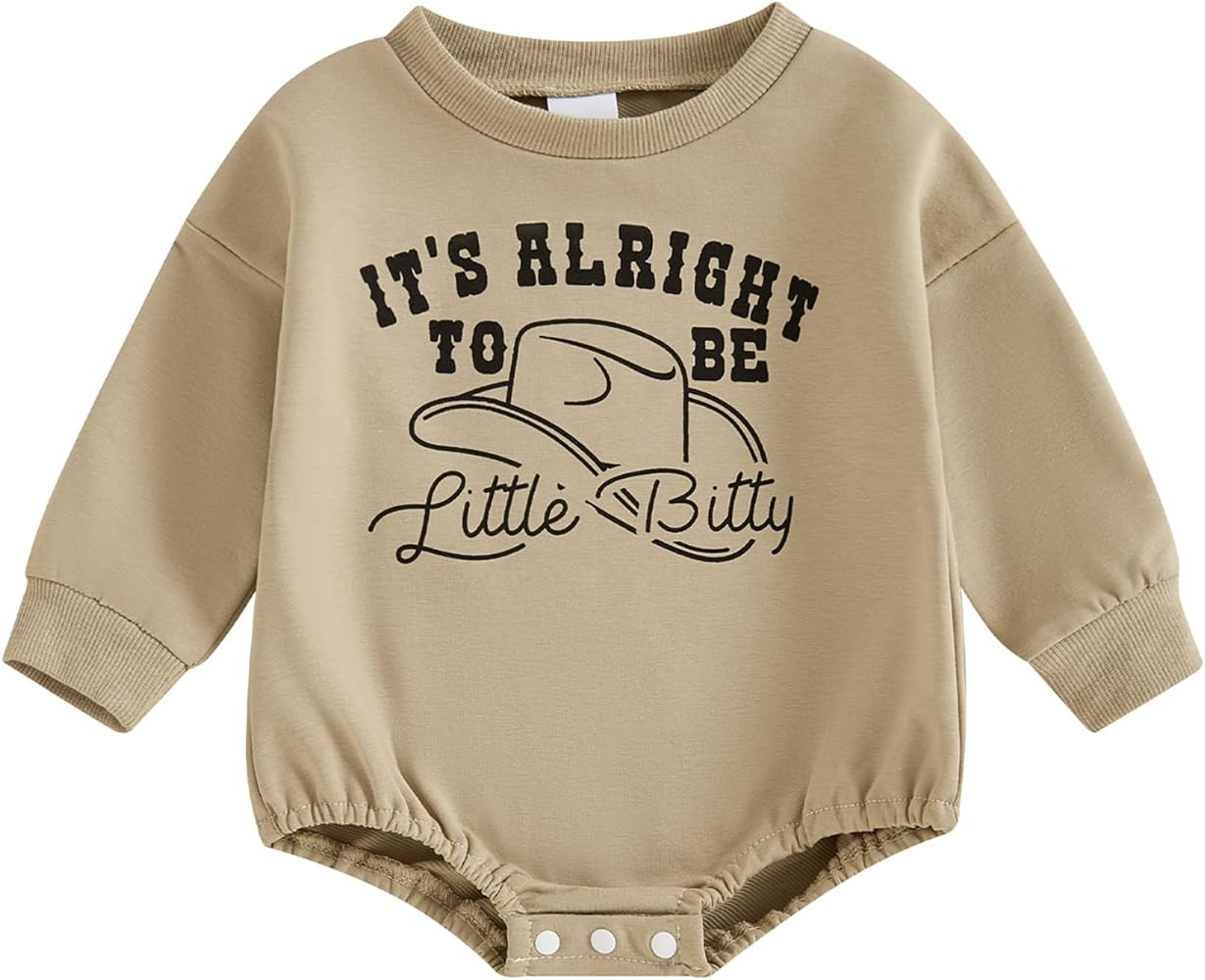 Sasaerucure Little Bitty Baby Outfit Infant Long Sleeve Romper Baby Boy Western Country Style One... | Amazon (US)