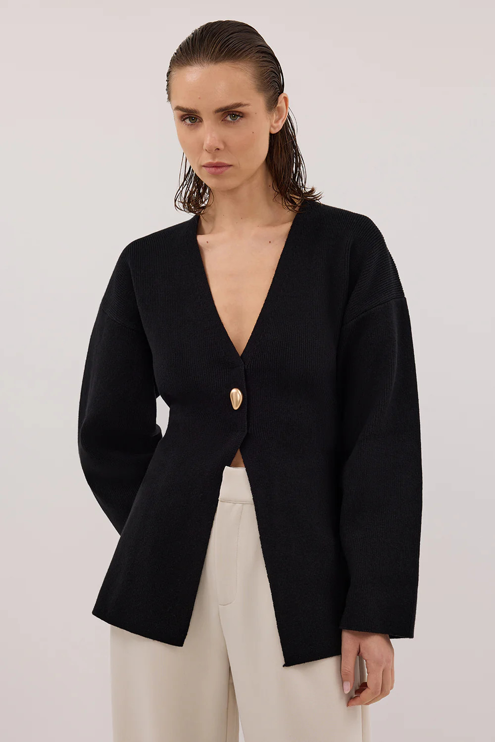 SCOUT BLACK LONG SLEEVE KNIT TOP | DISSH