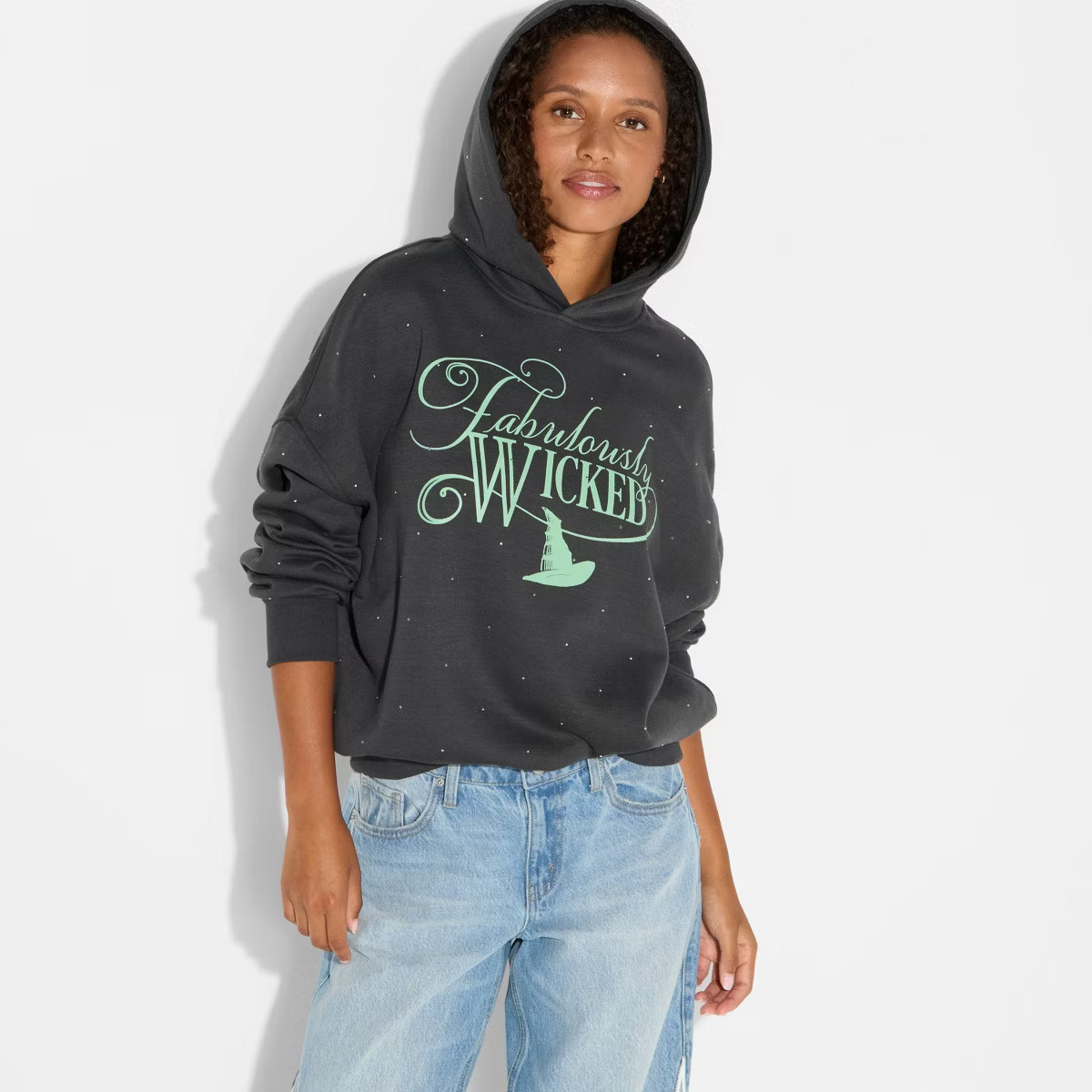 Women's Fabulously Wicked Graphic Hooded Sweatshirt - Black M | Target