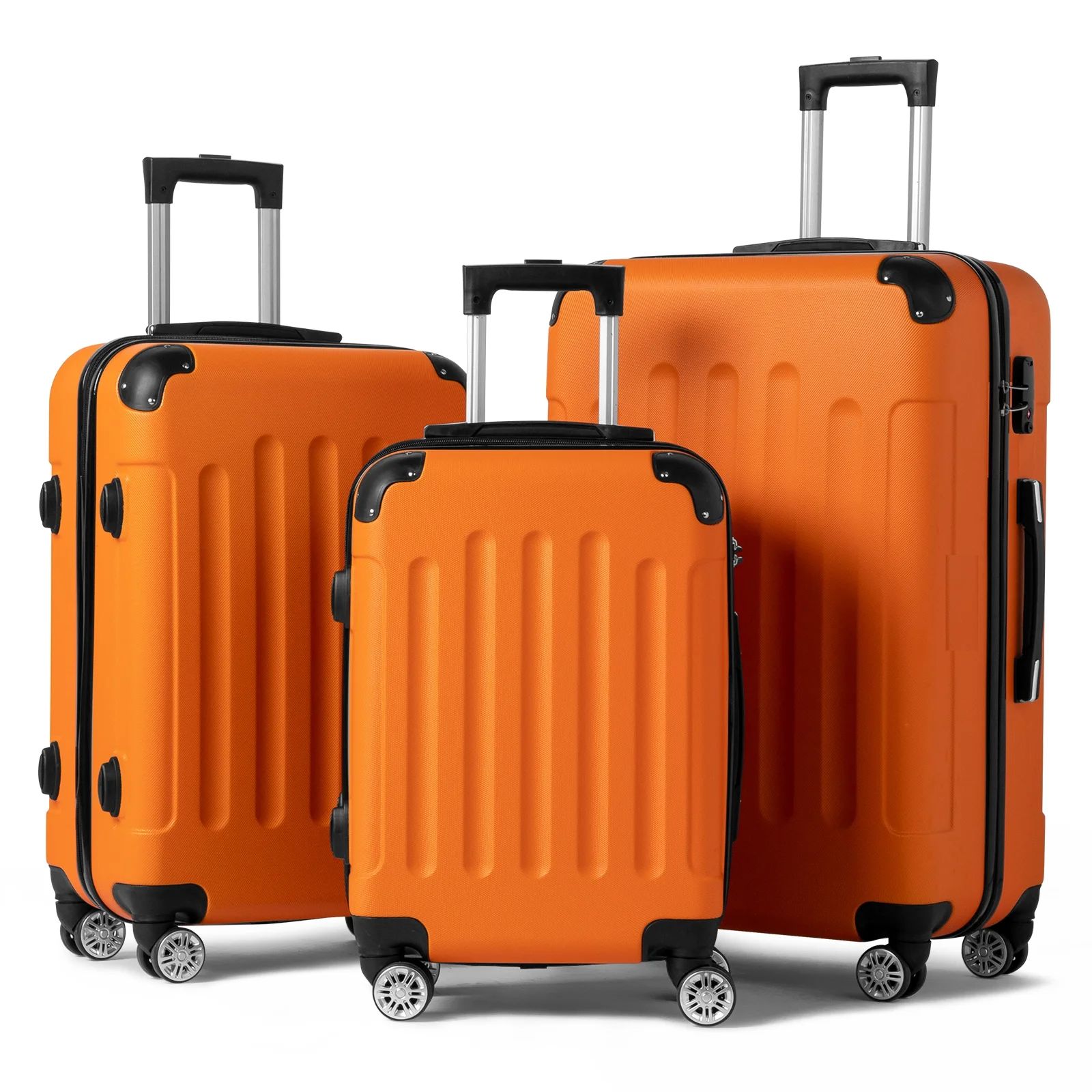 Zimtown Hardside Lightweight Spinner Orange 3 Piece Luggage Set with TSA Lock | Walmart (US)