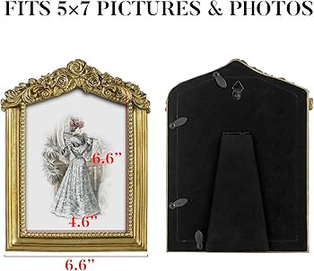 GUOER Vintage 5x7 Picture Frame with Flower Antique Ornate Table Top and Wall Mounting Photo Fram... | Amazon (US)
