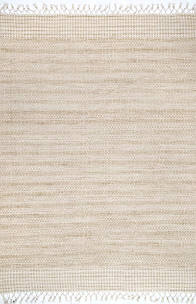 Beige Wool Striped Flatweave Area Rug | Rugs USA