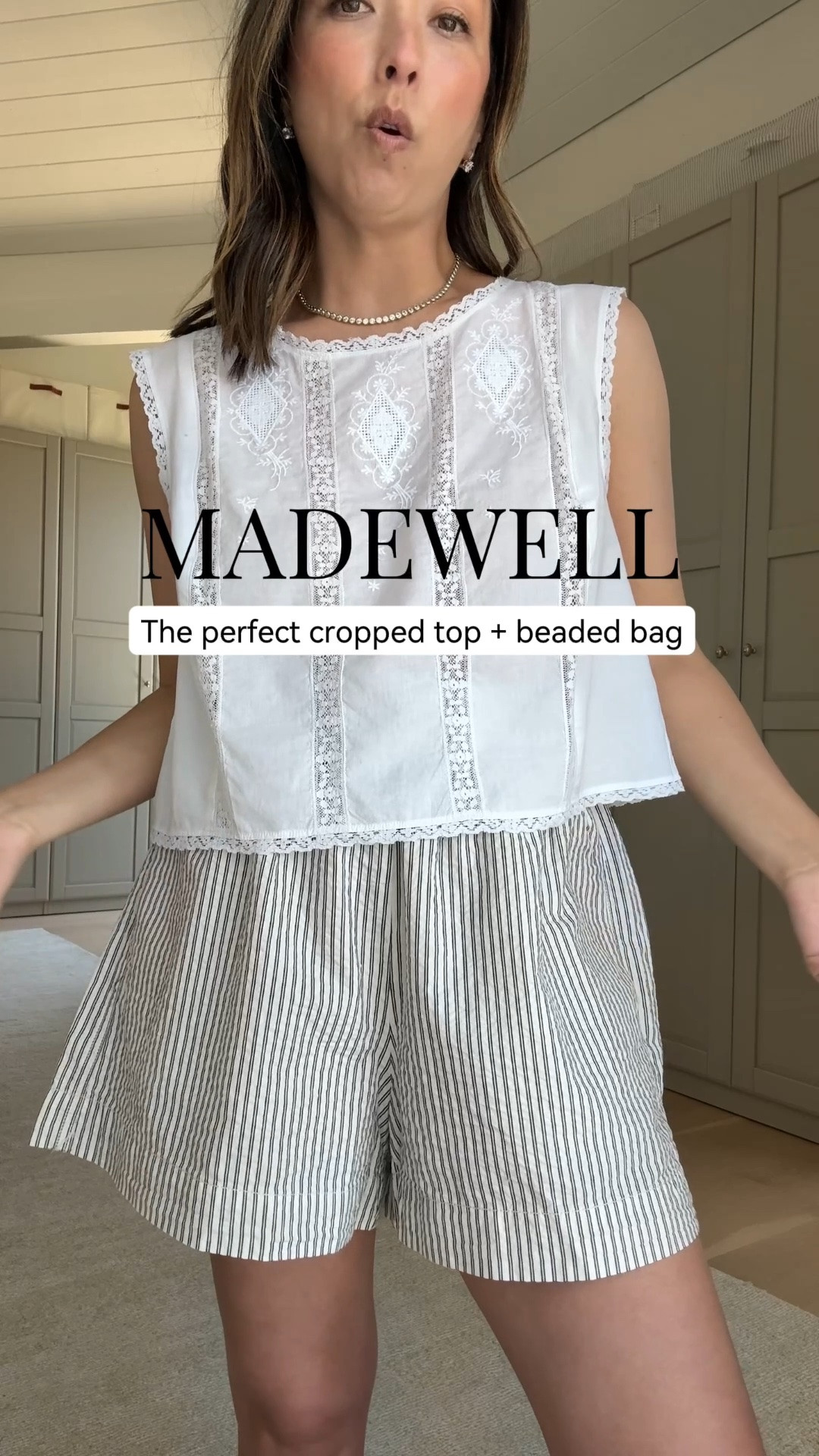 This boxy cropped silhouette pairs perfectly with wider bottoms. Top is a small for a nice roomy fit, and shorts are a medium.

#LTKmomlife #LTKPetite