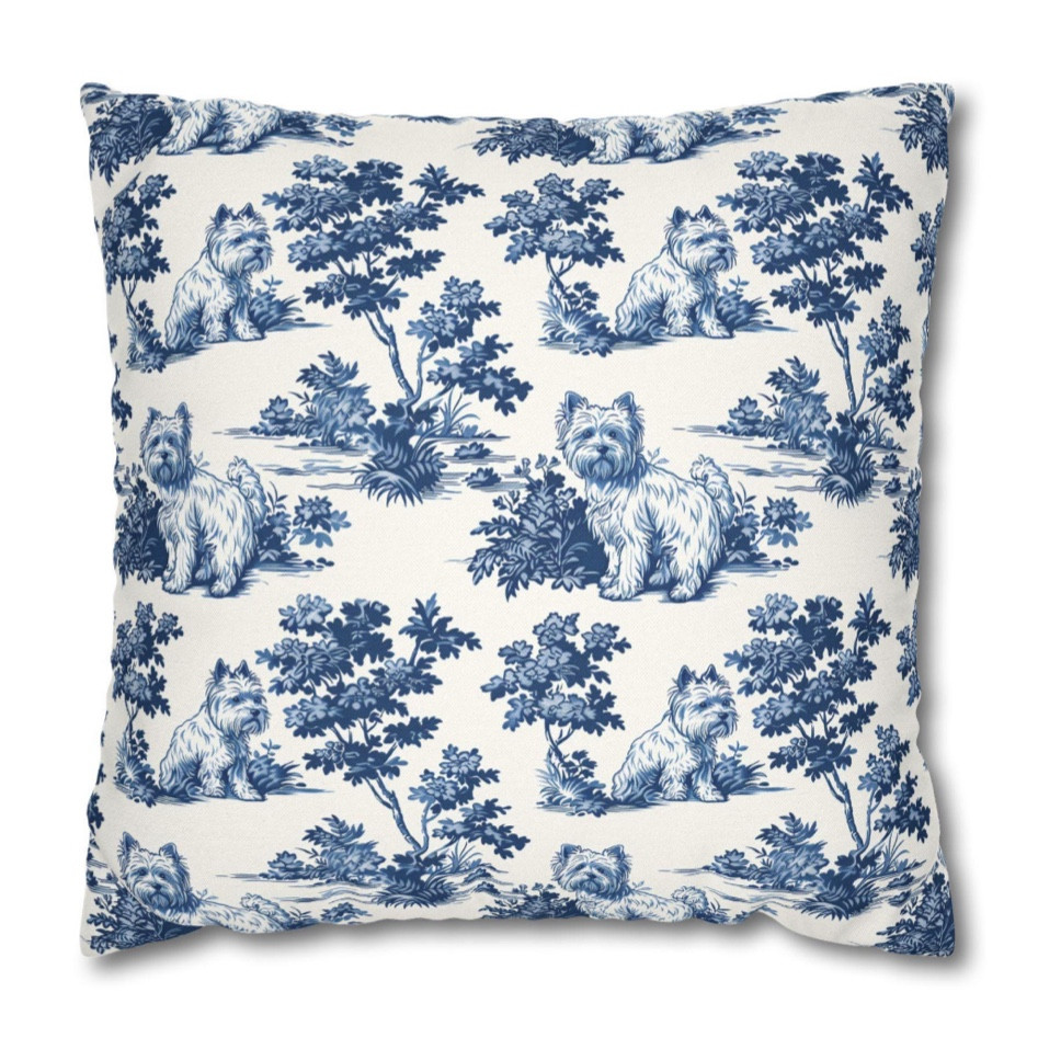Blue and white Westie toile pillow cover.. several other breeds available, also a few other colors!I linked just a few.. 

#LTKStyleTip #LTKSeasonal #LTKHome