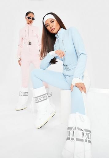 Blue MSGD Ski Slim Fit Belted Snow Suit | Missguided (US & CA)