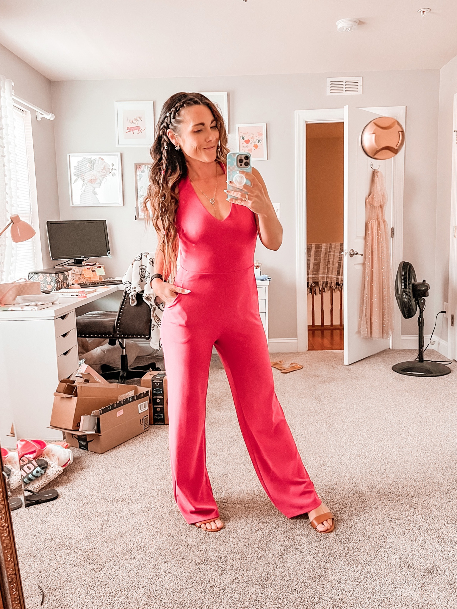 Hot pink jumpsuit - perfect for summer events, weddings, parties, girls night out, date night! 

#LTKSeasonal #LTKunder50 #LTKstyletip