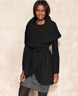 Tahari Marla Shawl-Collar Wrap Coat | Macys (US)