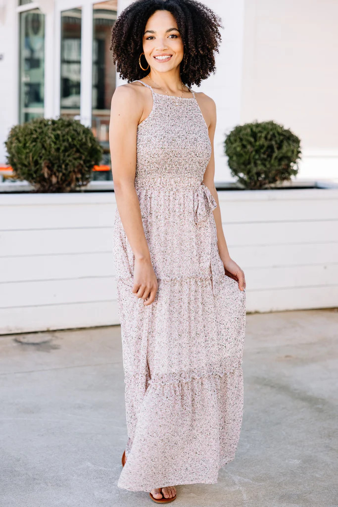 Sweet Thoughts Cream White Ditsy Floral Maxi Dress | The Mint Julep Boutique