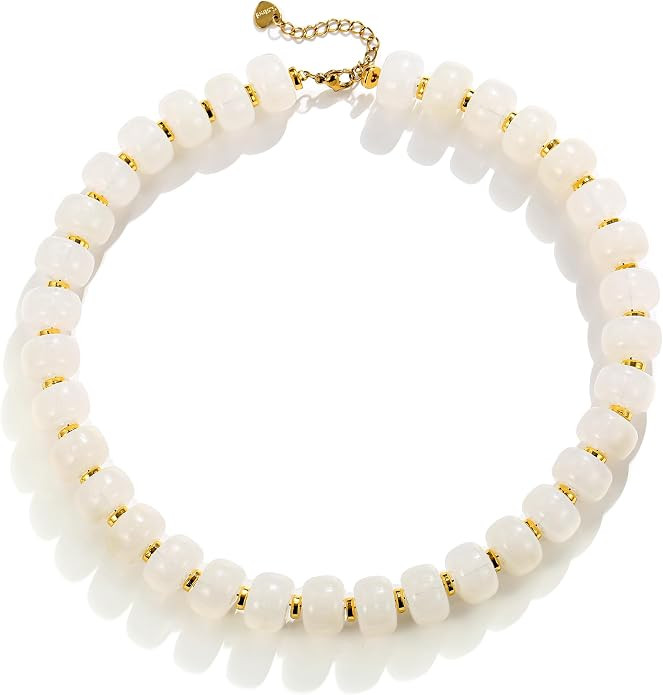 SOOWOOT Chunky Resin Beaded Necklace for Women Boho Beach Surfer Choker Adjustable Minimalist Sta... | Amazon (US)