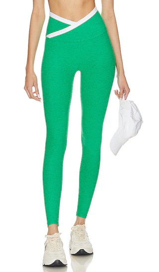 Spacedye Outlines High Waisted Midi Legging in Green Grass & Cloud White | Revolve Clothing (Global)