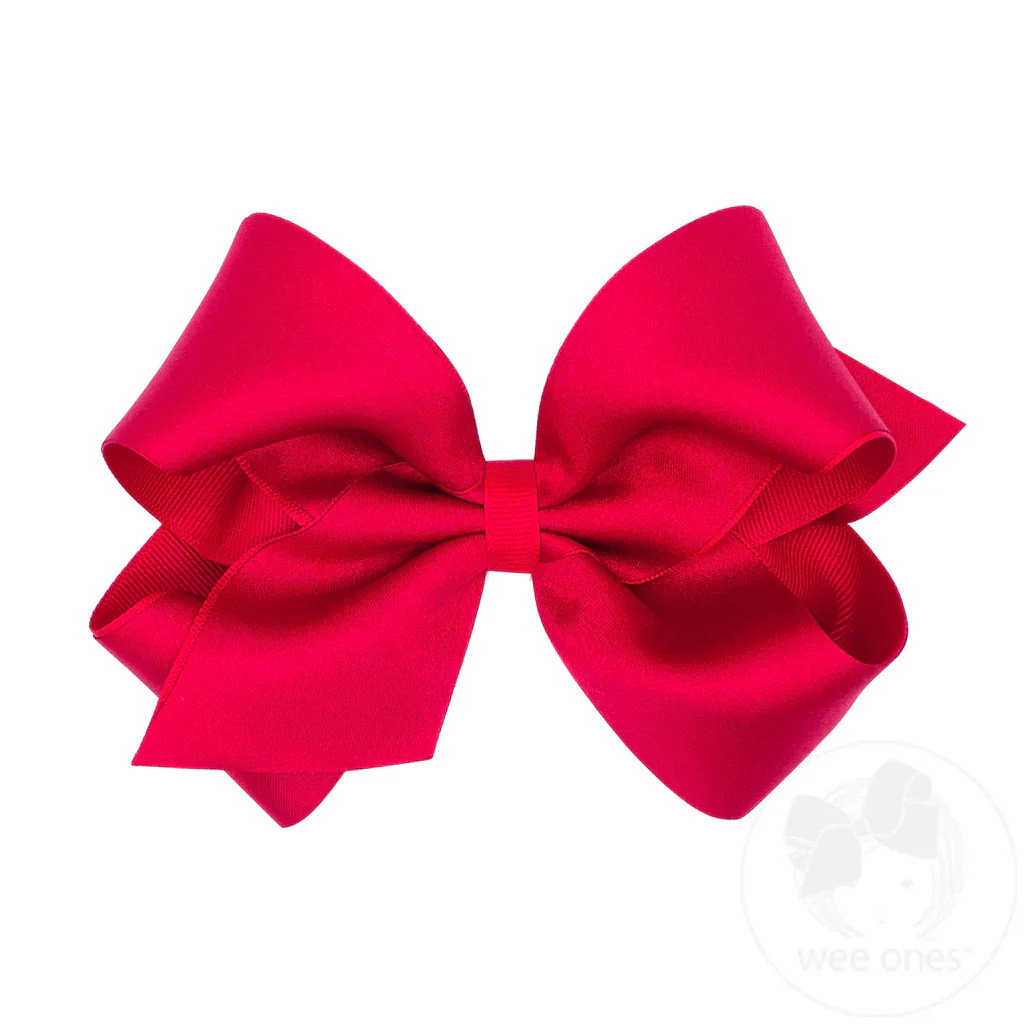 Wee Ones Medium Crepe Satin with Grosgrain Underlay Hair Bow Red | Persnickety