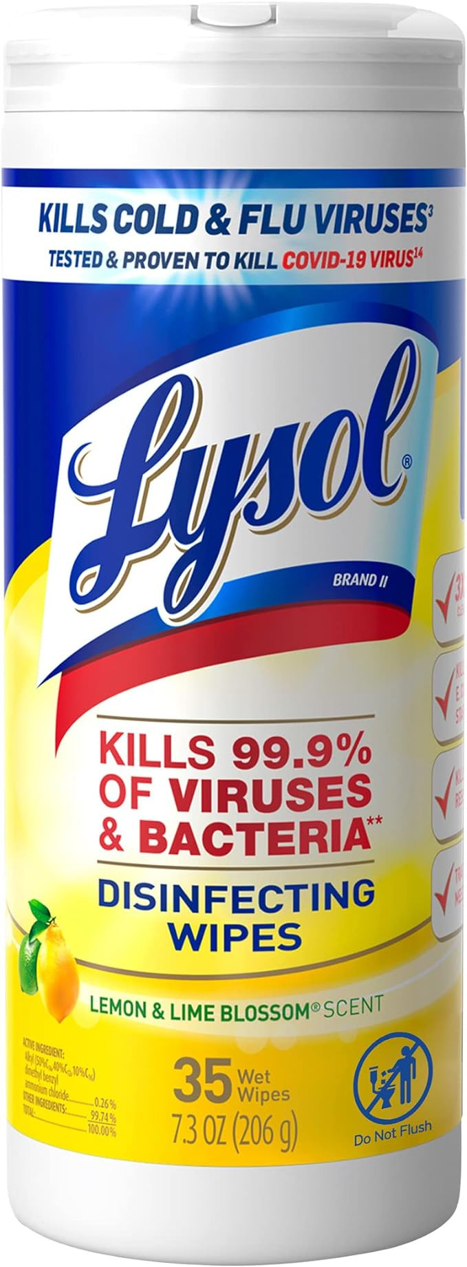 Lysol Disinfectant Wipes, For Disinfecting, Deodorizing, and Cleaning, Lemon & Lime Blossom, 35ct | Amazon (US)