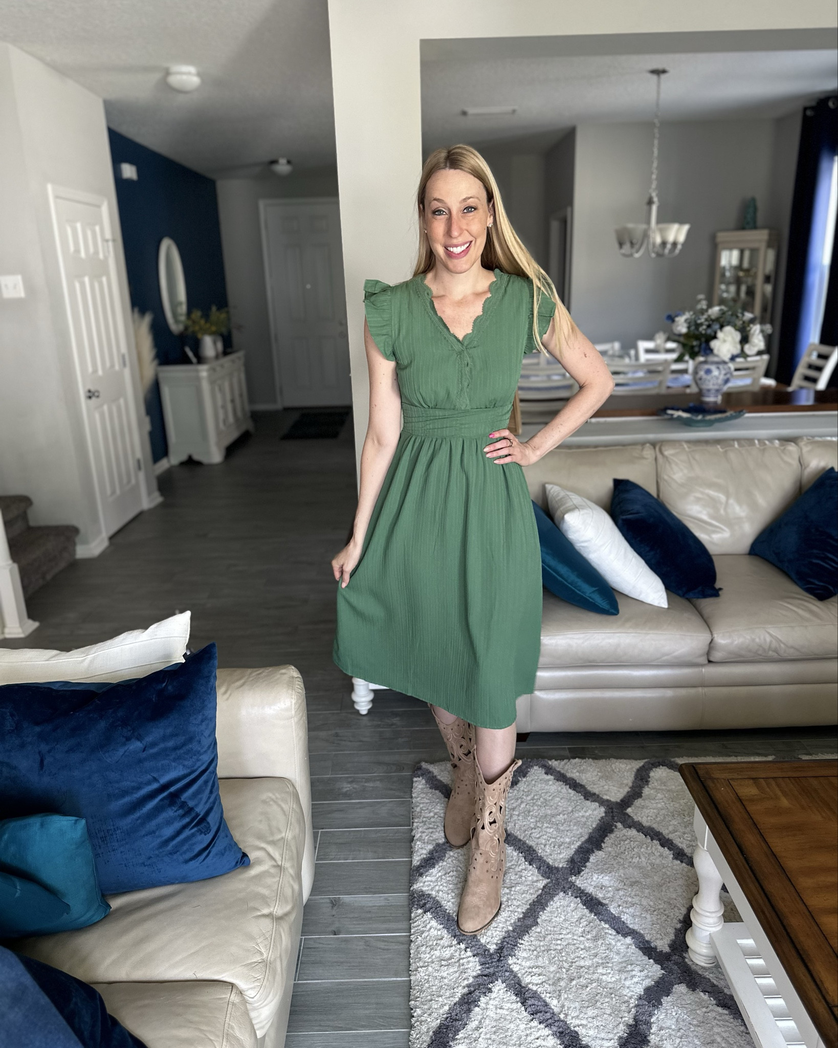 Concert ready in this cute western inspired outfit 
💙 this dress is so cute and comes in other colors 
💙i love the cut out style of these cowboy boots 
💙wearing small in it, fits true to size and I am 5’10”
💙 Amazon fashion , Amazon under $50

#LTKFestival #LTKTall