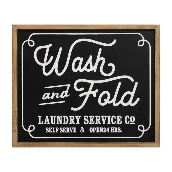 24&#34; x 20&#34; Wash and Fold Laundry Sign Wall DecorBlack/White - Stratton Home D&#233;cor | Target