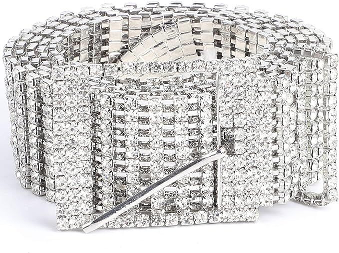 Women Rhinestone Belt Shiny Diamond Crystal Ladies Waist Belt for Jeans Dresses Silver Gold by WH... | Amazon (US)