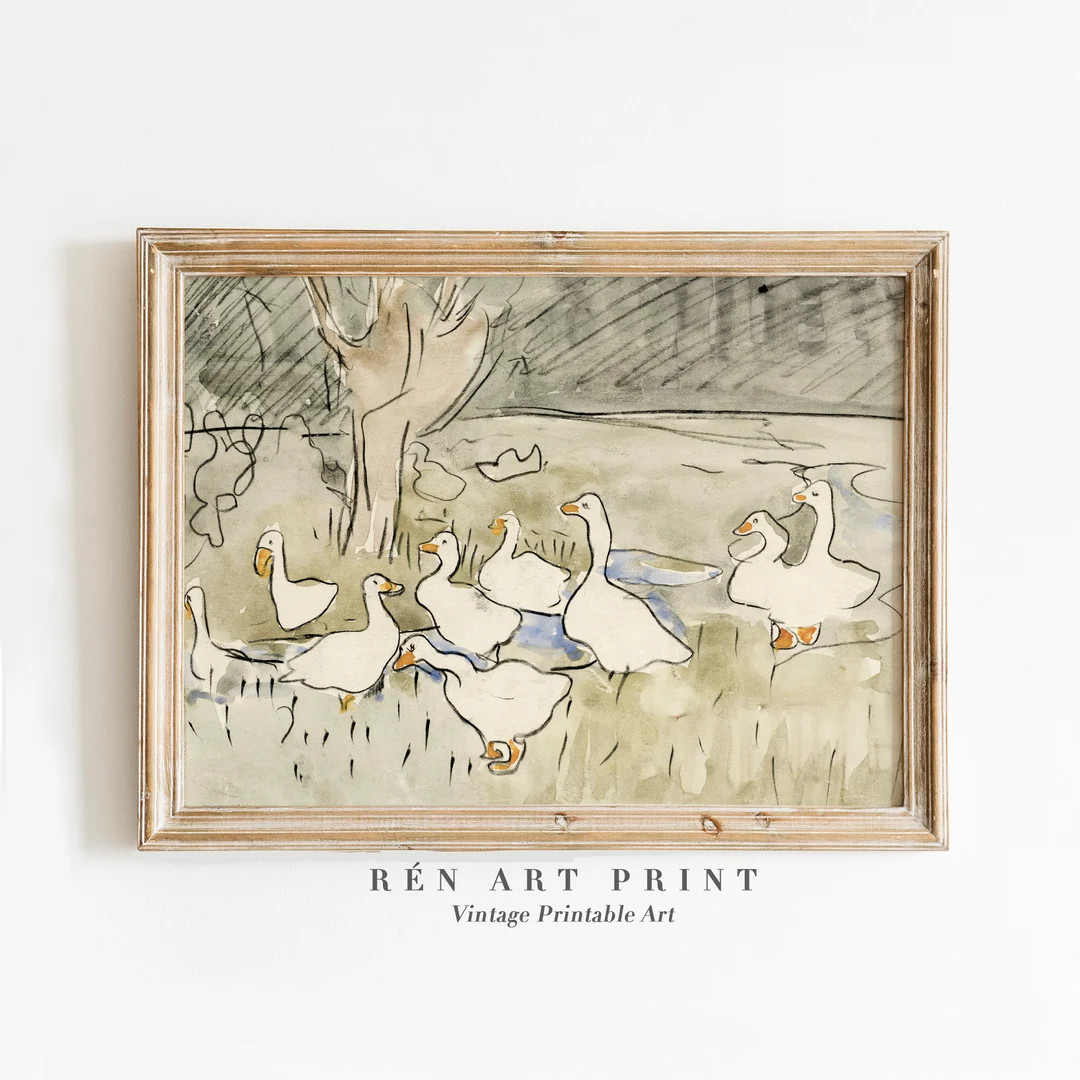 Vintage Duck Printable Wall Art | Antique Geese Watercolor Painting | Nursery Wall Decor | Animal... | Etsy (US)