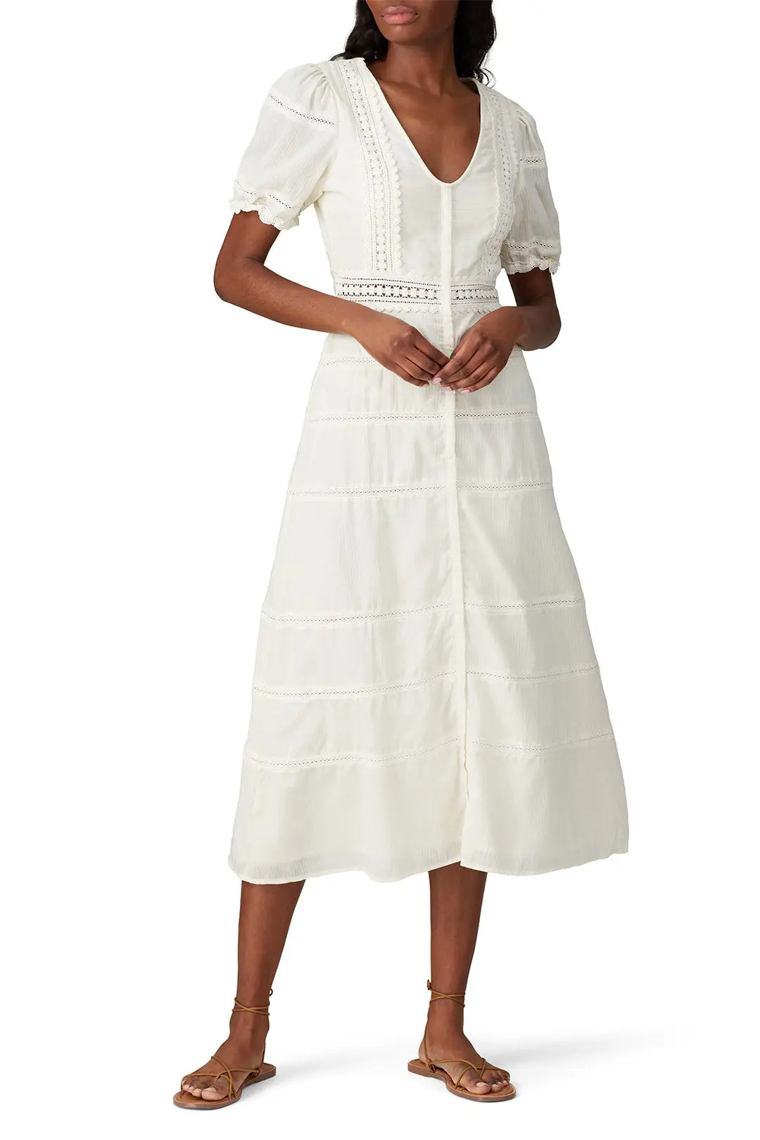 Sweet Baby Jamie Ivory Lace Midi Dress | Rent The Runway