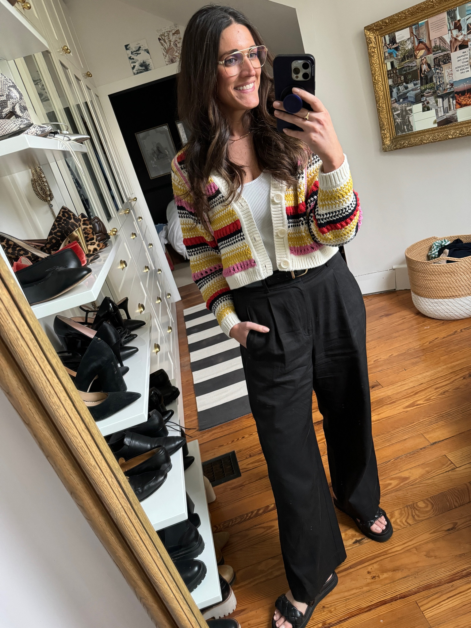 Colorful cropped cardi for the win ✌️ If between sizes, size down on this cutie  

#LTKSeasonal #LTKworkwear #LTKover40