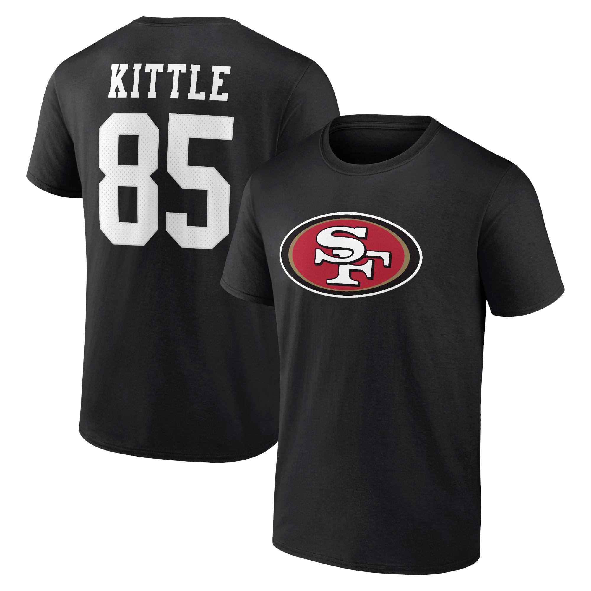 Men's San Francisco 49ers George Kittle Fanatics Branded Black Icon Player Name & Number T-Shirt | NFL Shop