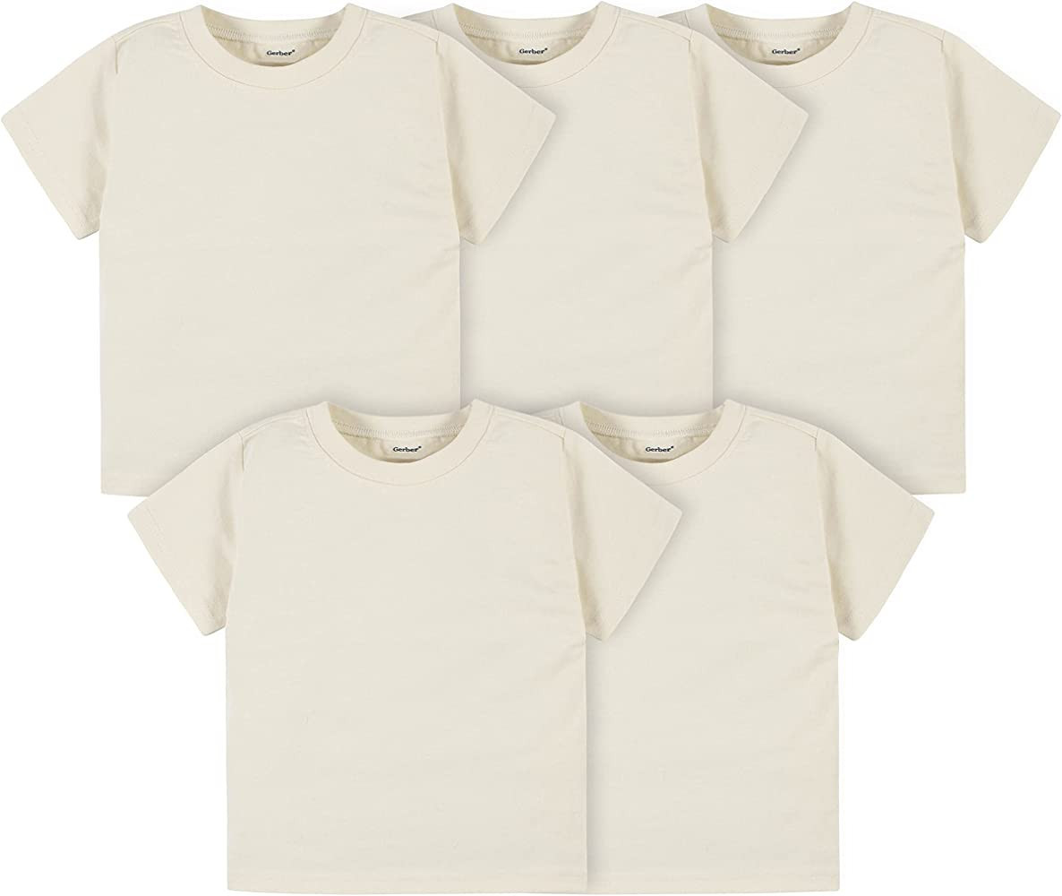 Gerber unisex-baby Toddler 5-pack Solid Short Sleeve T-shirts Jersey 160 Gsm | Amazon (US)