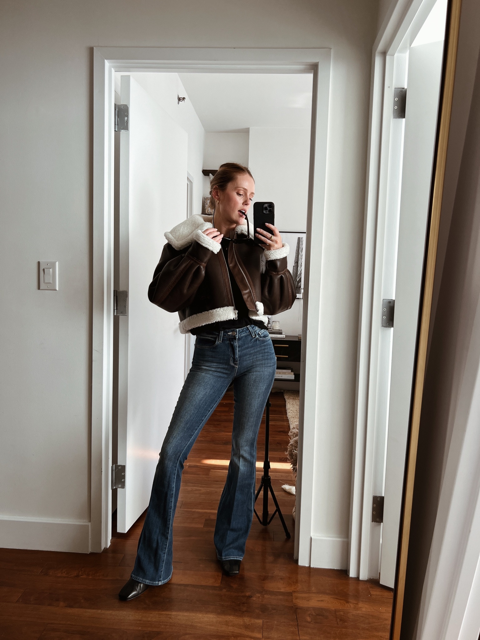 Flare jeans from l’agence / the color I’m wearing is Toledo. Size up, these run small! 

#LTKstyletip #LTKSeasonal