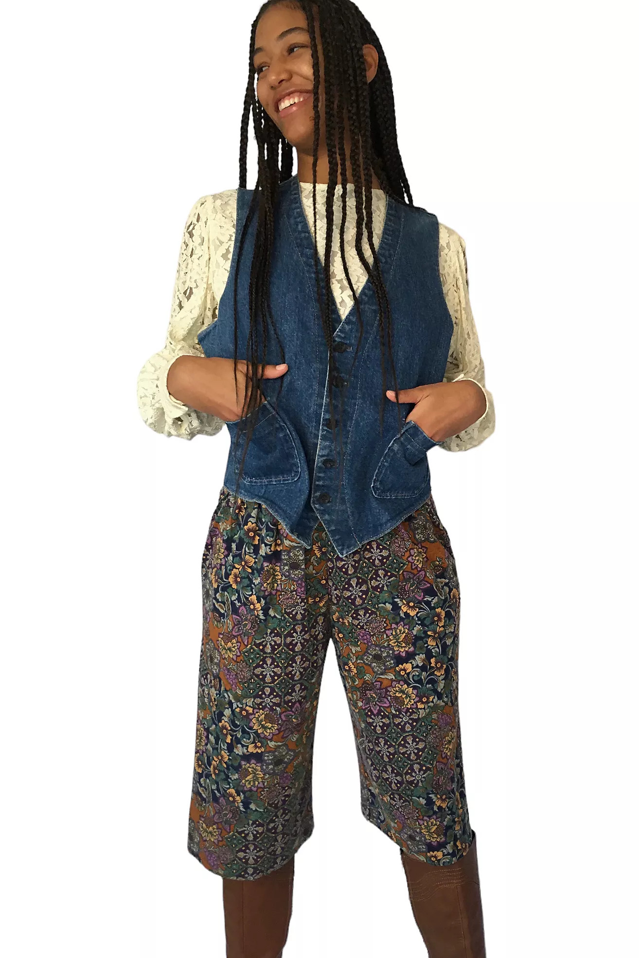 Vintage Floral Print Culotte Pants Selected By Ankh By Racquel Vintage | Free People (Global - UK&FR Excluded)