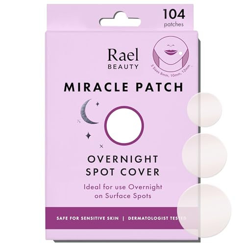 Rael Pimple Patches - Miracle Overnight Spot Cover, Thicker & Extra Adhesion, Hydrocolloid Acne Treatment for Face, Zits & Blemishes, Korean Skin Care, Vegan & Cruelty-Free, 3 Sizes (104 Count) | Amazon (US)